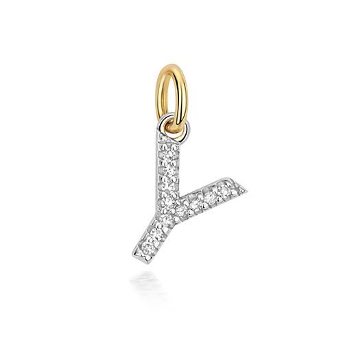 9CT DIAMOND INITIAL Y PENDANT
