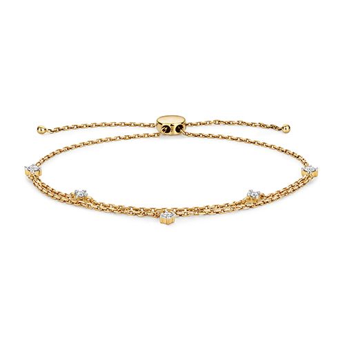 9CT DIAMOND 0.25CT BRACELET WITH DBL CHAIN