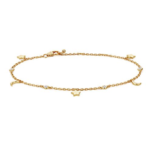 9CT DIAMOND STAR & MOON BRACELET