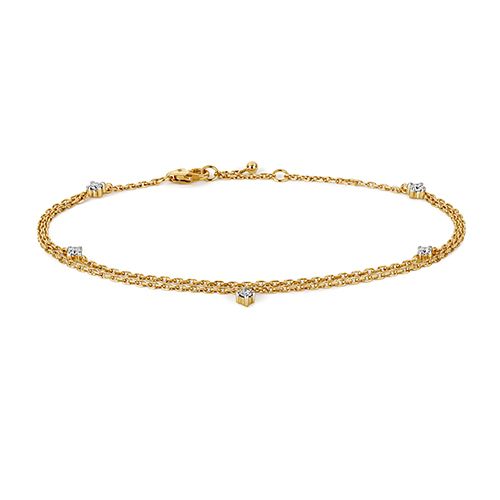 9CT DIAMOND 0.25CT BRACELET WITH DBL CHAIN