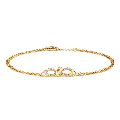 18CT DIAMOND 0.19CT BOW BRACELET 6.5/7INCH