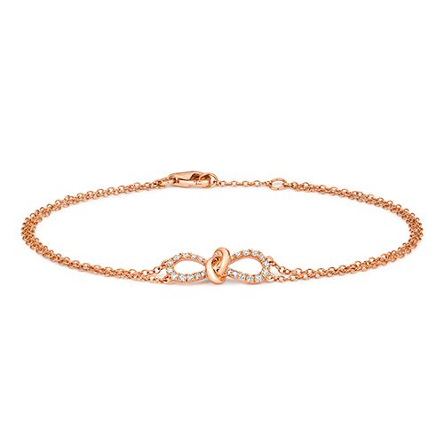 18CT DIAMOND 0.19CT BOW BRACELET 6.5/7INCH
