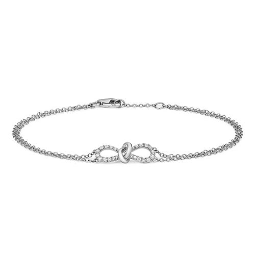 18CT DIAMOND 0.19CT BOW BRACELET 6.5/7INCH