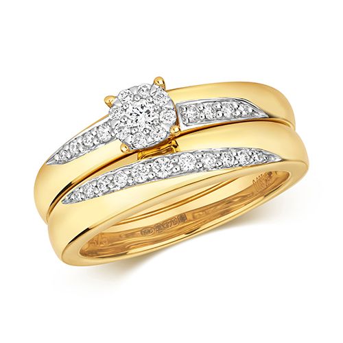 9CT DIAMOND 0.28CT BRILLIANT BRIDAL SET