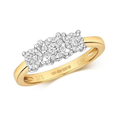 9CT DIAMOND 0.29CT BRILLIANT RANGE 3 STONE