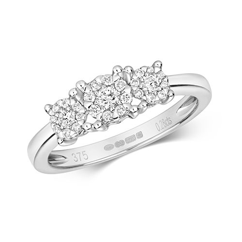9CT DIAMOND 0.29CT BRILLIANT RANGE 3 STONE