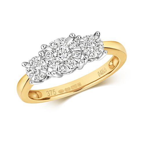 9CT DIAMOND 0.41CT BRILLIANT RANGE 3 STONE