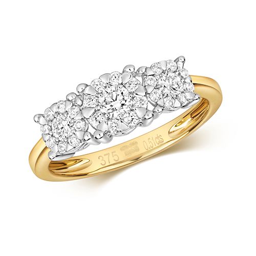 9CT DIAMOND 0.51CT BRILLIANT RANGE 3 STONE