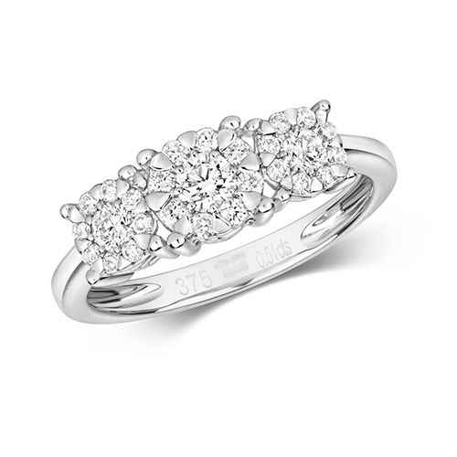 9CT DIAMOND 0.51CT BRILLIANT RANGE 3 STONE