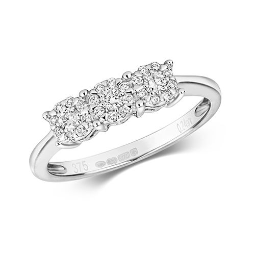 9CT DIAMOND 0.24CT BRILLIANT RANGE 3 STONE