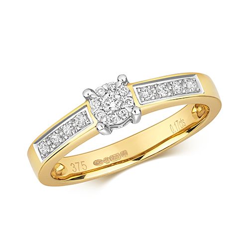 9CT DIAMOND 0.16CT BRILLIANT RANGE SET SHOULDERS