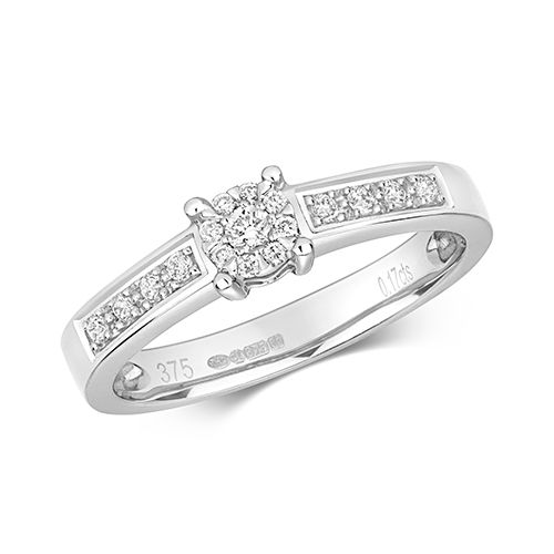 9CT DIAMOND 0.16CT BRILLIANT RANGE SET SHOULDERS