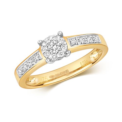 9CT DIAMOND 0.21CT BRILLIANT RANGE SET SHOULDERS