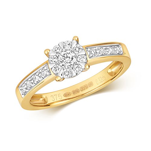 9CT DIAMOND 0.33CT BRILLIANT RANGE SET SHOULDERS