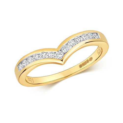 9CT DIAMOND 0.25CT CHANEL SET WISHBONE