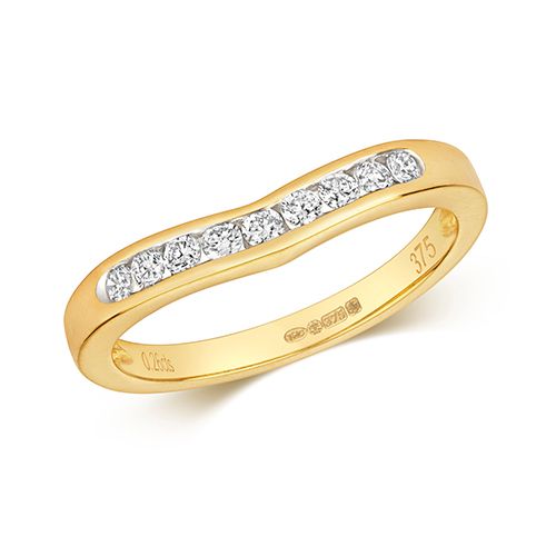 9CT DIAMOND 0.25CT CHANNEL SET WISHBONE