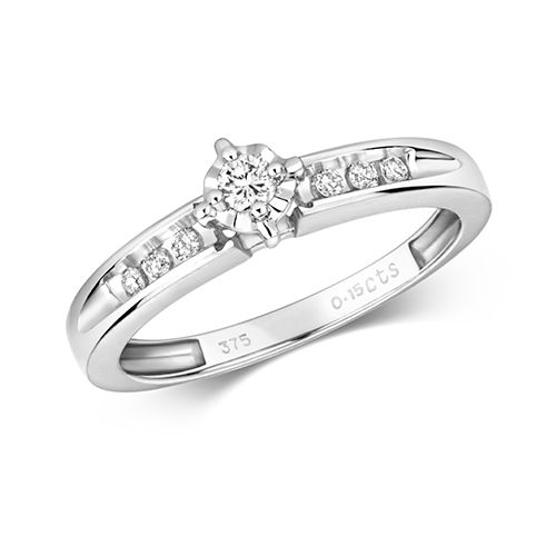 9CT DIAMOND 0.16CT RING