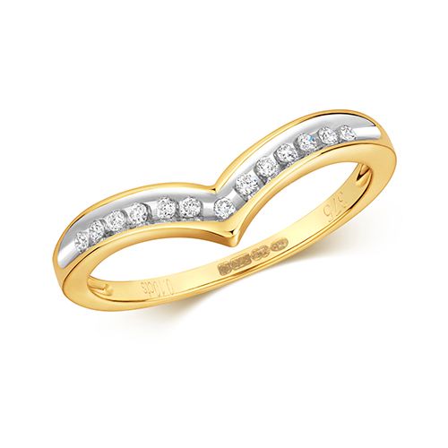 9CT DIAMOND 0.10CT CHANEL SET WISHBONE