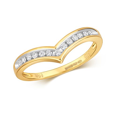 9CT DIAMOND 0.15CT CHANEL SET WISHBONE