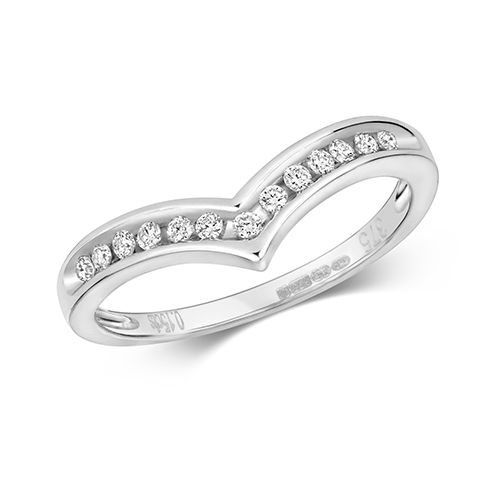 9CT DIAMOND 0.15CT CHANEL SET WISHBONE