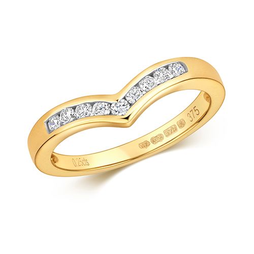 9CT DIAMOND 0.25CT CHANEL SET WISHBONE