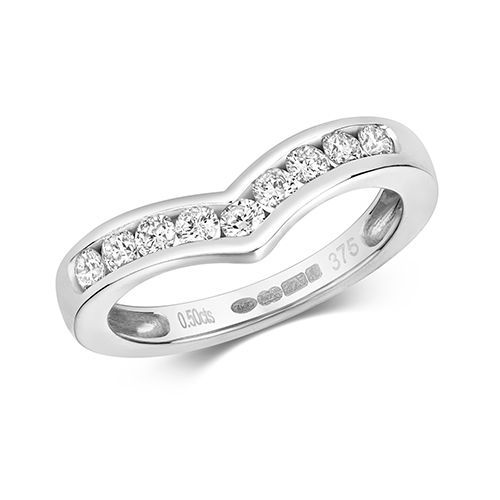9CT DIAMOND 0.50CT CHANEL SET WISHBONE