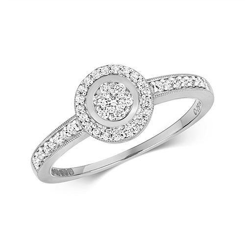 9CT DIAMOND 0.25CT SET SHOULDERS & AROUND