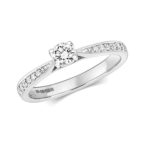 9CT DIAMOND 0.37CT SOLITARE SET SHOULDERS