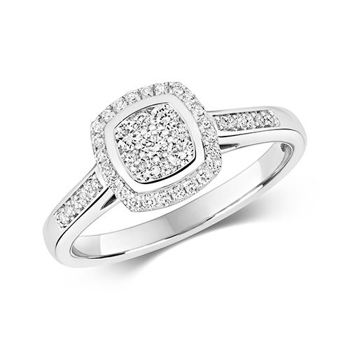 9CT DIAMOND 0.33CT CLUSTER RING CUSHION