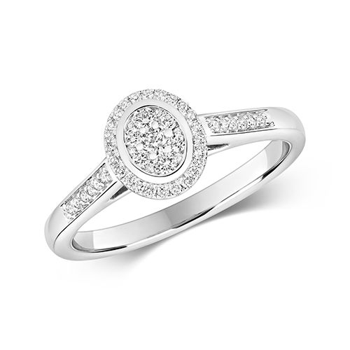 9CT DIAMOND 0.25CT CLUSTER RING OVAL