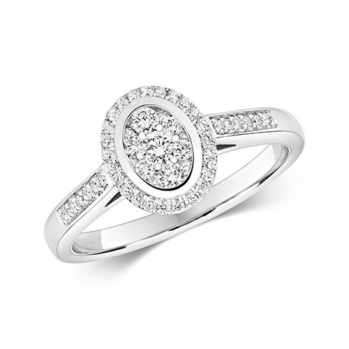 9CT DIAMOND 0.33CT CLUSTER RING OVAL