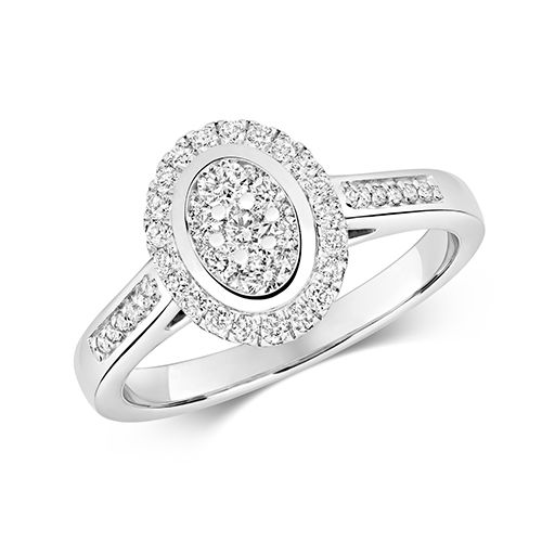 9CT DIAMOND 0.50CT CLUSTER RING OVAL