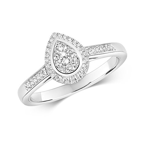 9CT DIAMOND 0.25CT CLUSTER RING PEAR