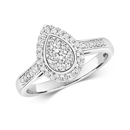 9CT DIAMOND 0.50CT CLUSTER RING PEAR