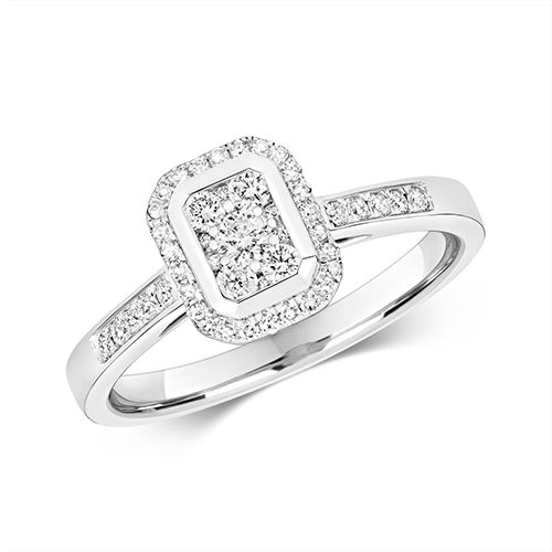 9CT DIAMOND 0.33CT CLUSTER RING EMERALD