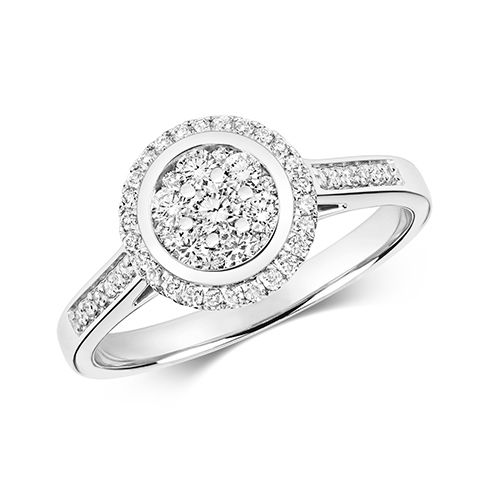 9CT DIAMOND 0.50CT CLUSTER RING ROUND