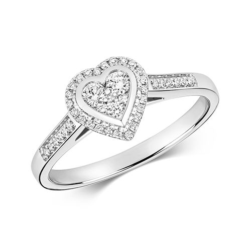 9CT DIAMOND 0.25CT CLUSTER RING HEART