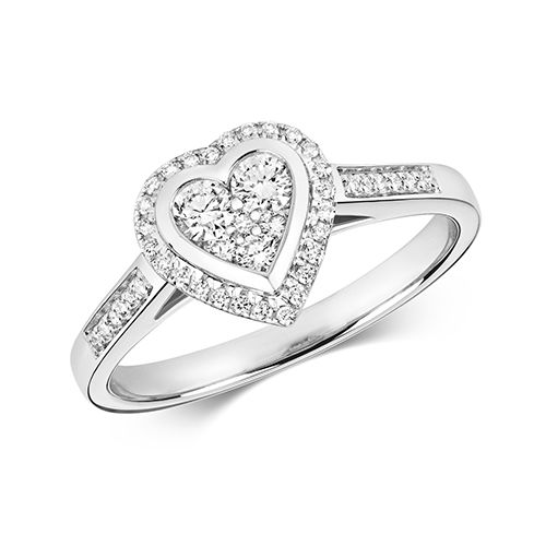 9CT DIAMOND 0.33CT CLUSTER RING HEART