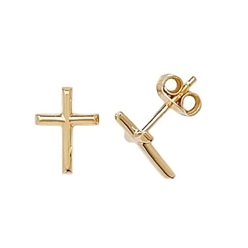 9CT YEL GOLD CROSS STUD EARRINGS