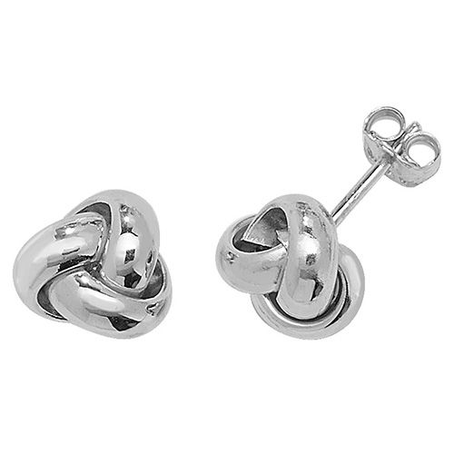 9CT WHT GOLD KNOT STUD EARRINGS