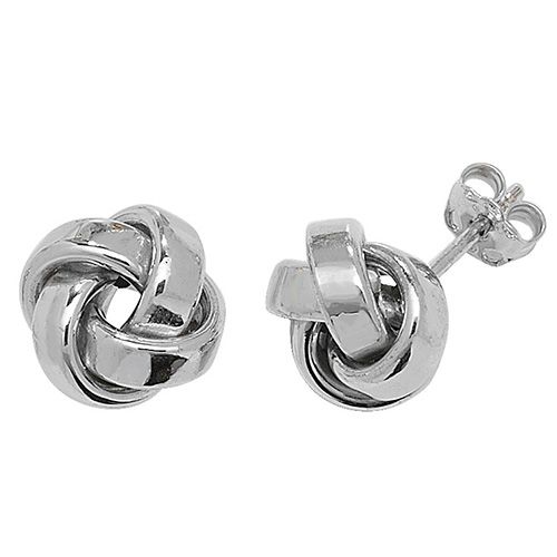 9CT WHT GOLD KNOT STUD EARRINGS