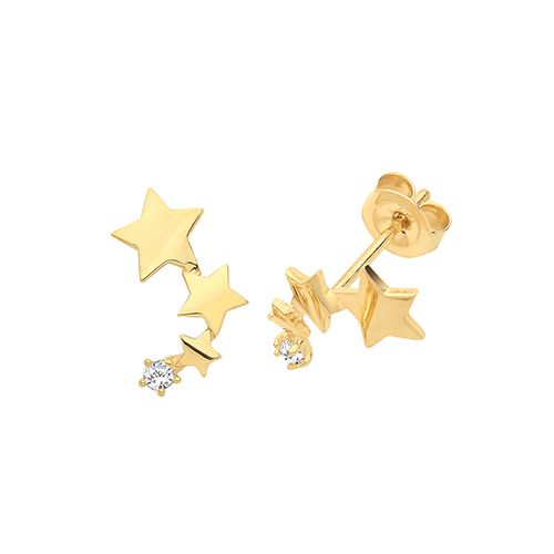 9CT YEL GOLD CONSTELLATION WITH SINGLE CZ STUD EARRINGS