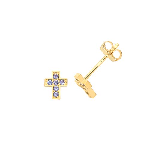9CT YEL GOLD SA CROSS STUD EARRINGS