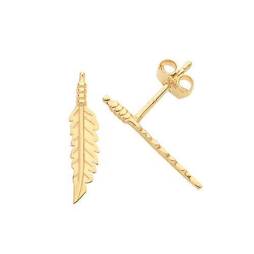 9CT GOLD FEATHER STUD EARRINGS