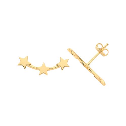 9CT GOLD 3 STAR STUD EARRINGS