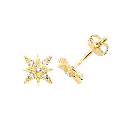 9CT YEL GOLD CZ STAR STUD EARRINGS
