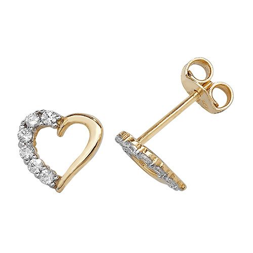 9CT GOLD CZ HEART STUDS