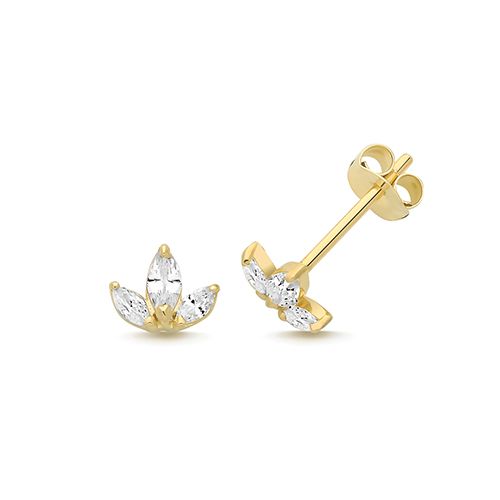 9CT YEL GOLD CZ LOTUS STUDS