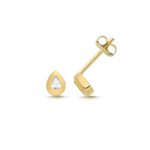 9CT YEL GOLD CZ PEAR STUDS