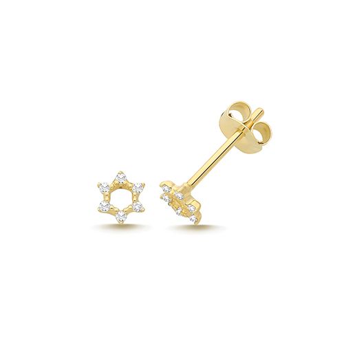 9CT YEL GOLD CZ STAR OF DAVID STUDS